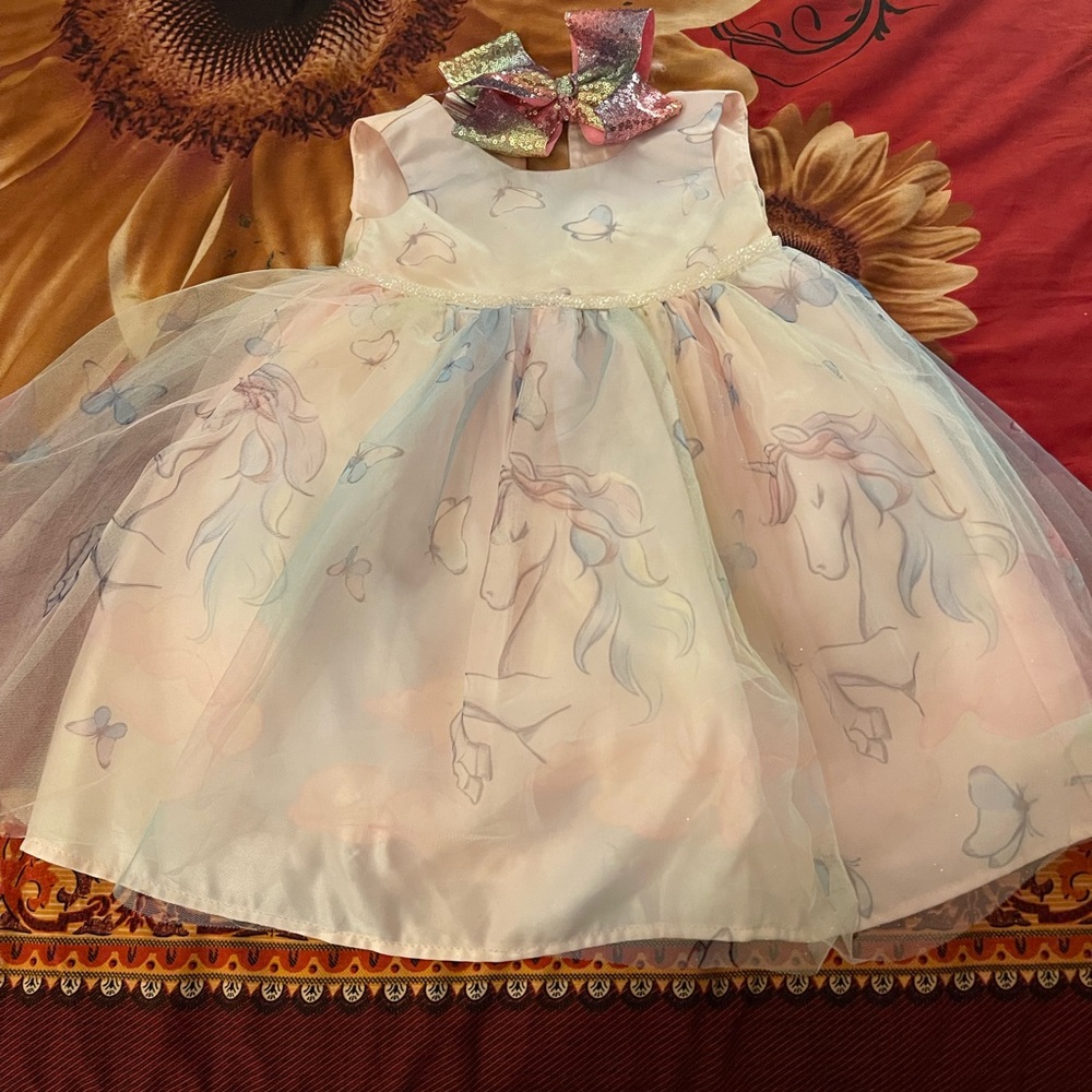 Toddler girl beautiful dress with headpiece
